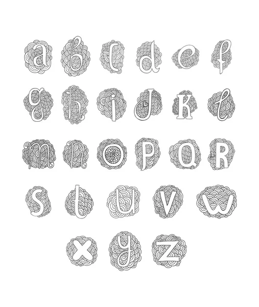 Vektorová ručně kreslená abeceda — Stockový vektor