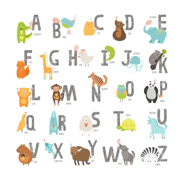 可爱的矢量动物园字母表 免版税图库矢量图片