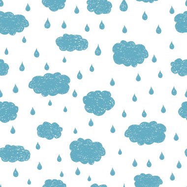 Vektör yağmur arka plan elle çizilmiş