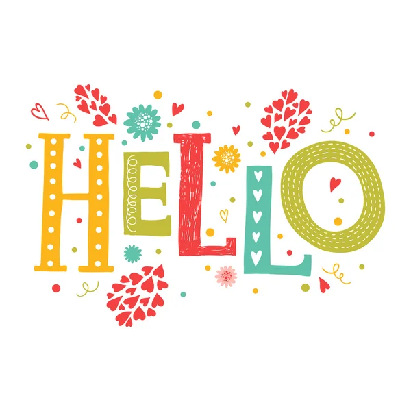 Vector lettering Hello — Stock Vector