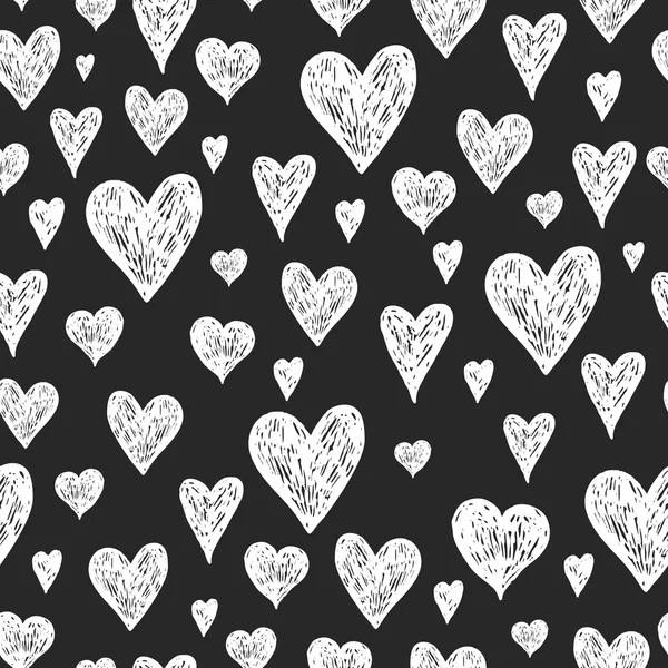 Vector ink pen background with hearts — Stock Vector