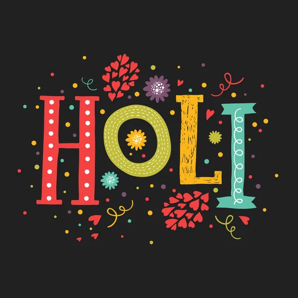 Vector greeting card Happy holi — Stock Vector