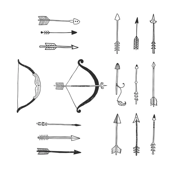 Vector Arco y flecha aislados, diseño tribal, estilo étnico — Vector de stock