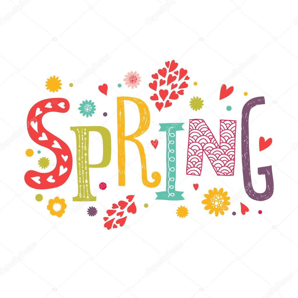 Lettering Spring with decorative floral elements