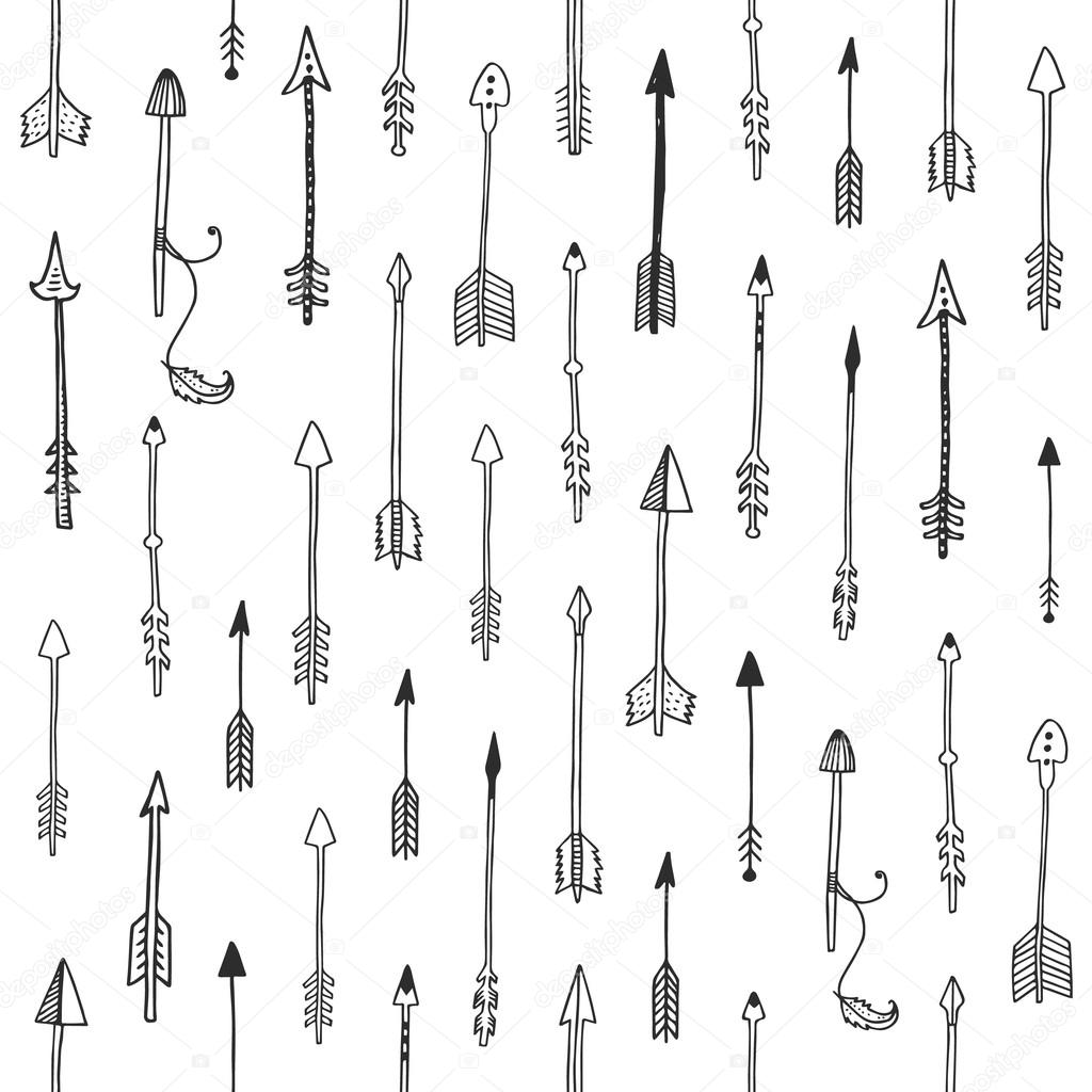 Vector arrow background, retro pattern, etnic doodle collection