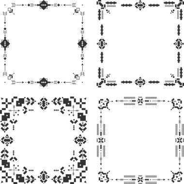 Vektör kabile çerçeveler, etnik sınır, Aztek stile, aşiret sanat