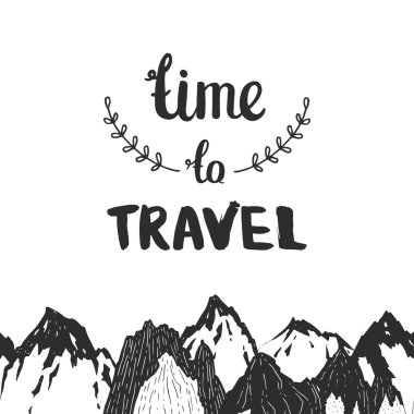 Dağlar arka plan, elle çizilmiş dağ seamless modeli