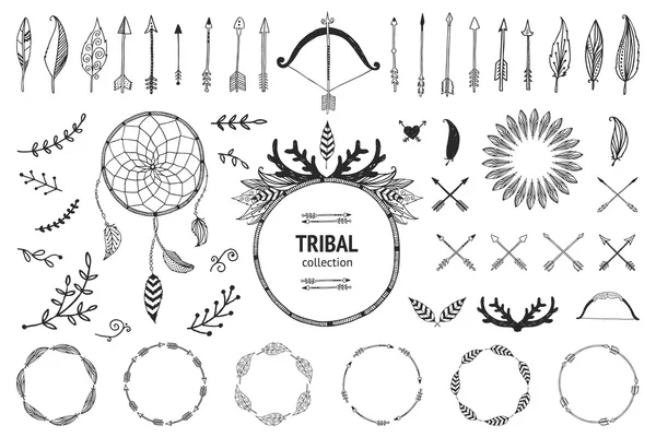 Hand dras tribal samling — Stock vektor