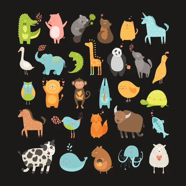 Colección de animales lindos — Vector de stock