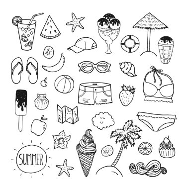 Koleksiyon vektör yaz el çekilmiş