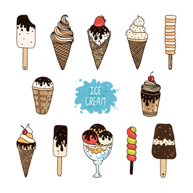 Vektör toplama el çekilmiş dondurma