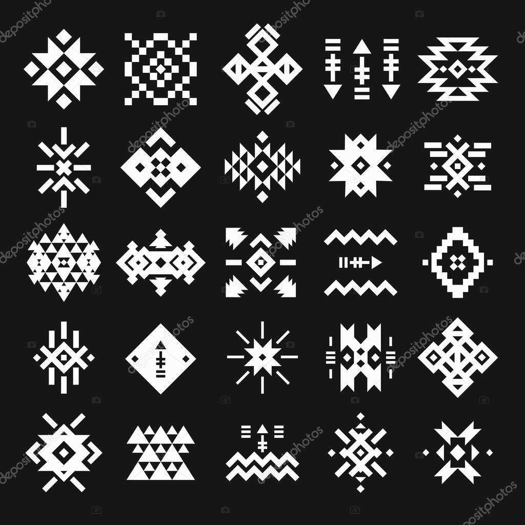 Vector abstract geometric elements, pattern, ethnic collection
