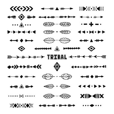 Hand drawn tribal collection with stroke, line, arrow