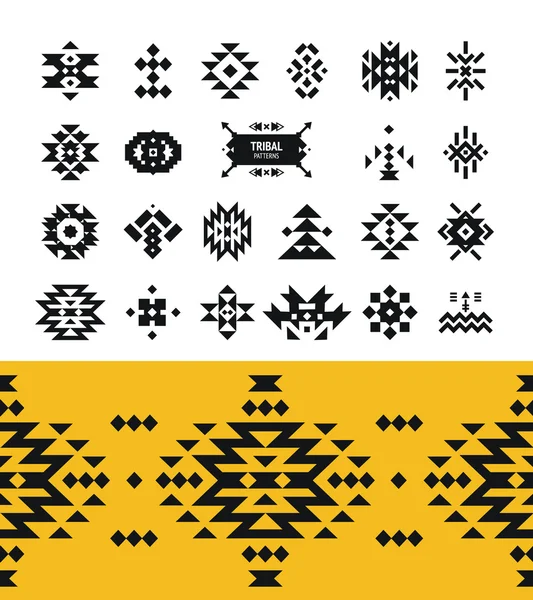 Vector Elementos tribales con logotipo hipster, patrones aztecas Ilustraciones De Stock Sin Royalties Gratis