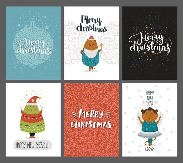 Vector Navidad y la colección de tarjetas de Año Nuevo Vectores De Stock Sin Royalties Gratis