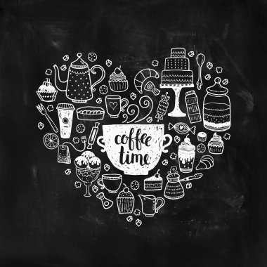 El çekilmiş kahve zaman illüstrasyon