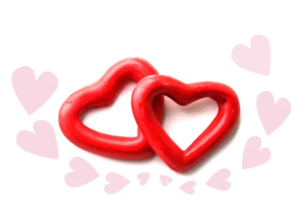 Two red heart with small heart background  isolate — Stock Photo, Image