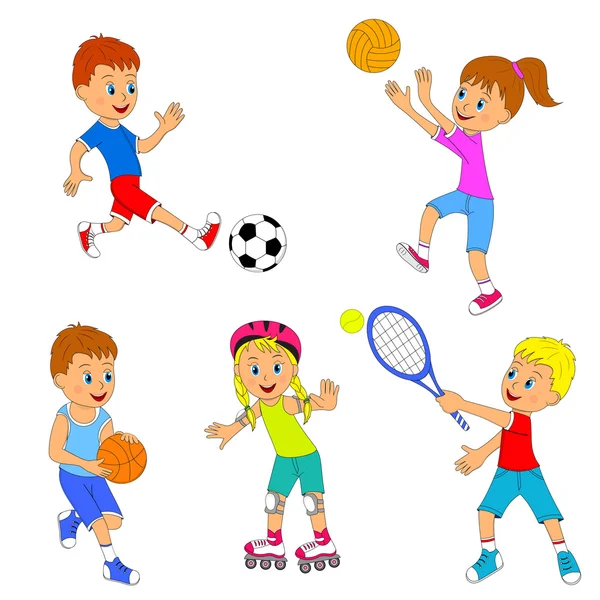 子どものスポーツ活動のセット — ストックベクタ