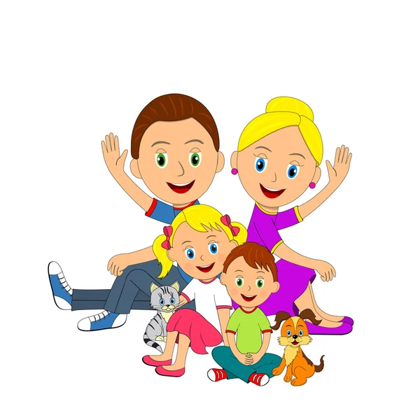 Happy young family sitting — Stock Vector
