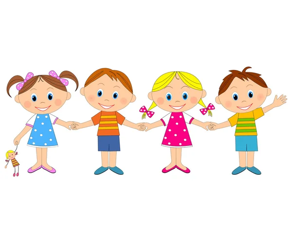 Маленькі хлопчики і дівчатка тримаються за руки — стоковий вектор