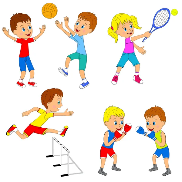 Conjunto de actividades deportivas infantiles — Vector de stock