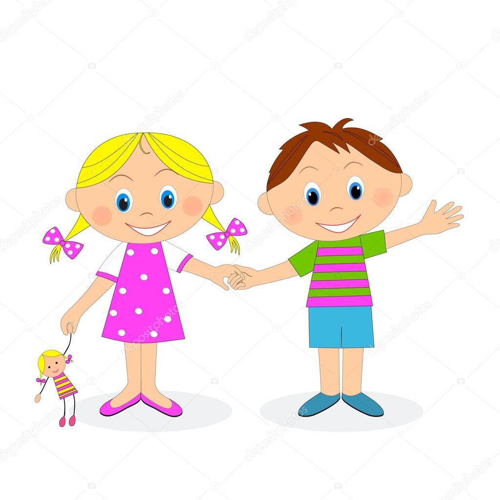 Little Boy And Girl Holding Hands And Waving Vector Image By C Iris8 Vector Stock