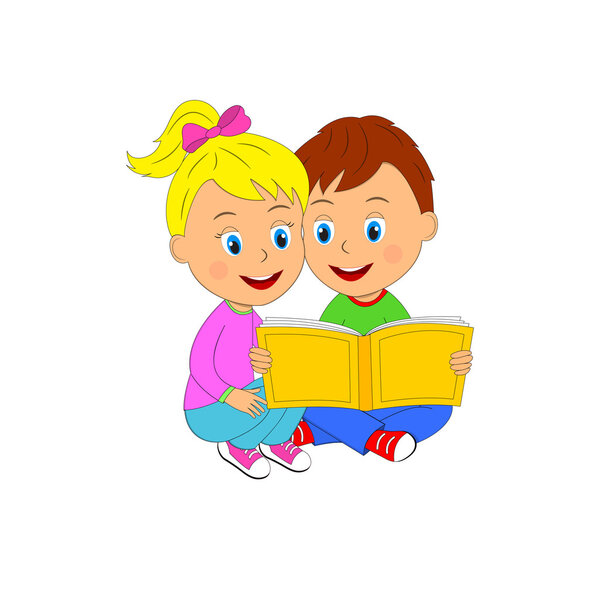 мальчик и девочка сидят и читают книги
