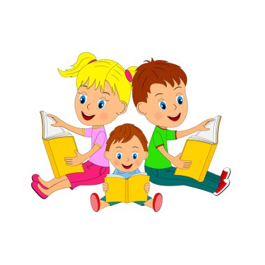 erkek ve kız oturan ve bir kitap okuma