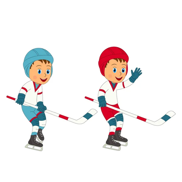 Dwóch chłopców grać Hokej na lodzie — Wektor stockowy