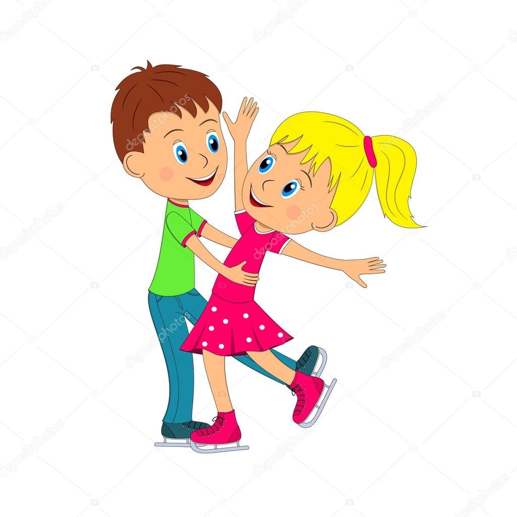 Imágenes: niños en danza | niño y niña danza en el patinaje — Vector de