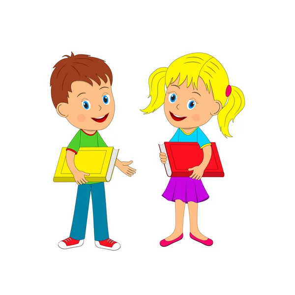 Boy and girl  with book — Stock Vector