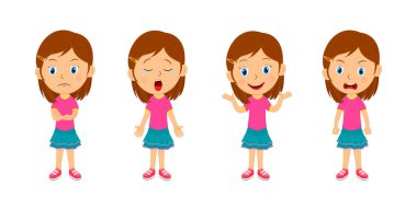  Çocuklar, çocuklar duygularını ifade eder, çizim, vektör