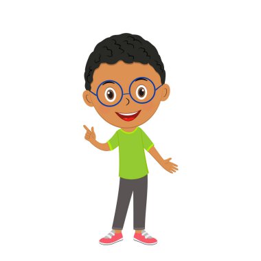 Tatlı çizgi filmci çocuk fikir işareti, illüstrasyon, vektör gösteriyor