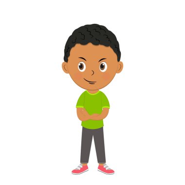 Sevimli çizgi film çocuğu hile, illüstrasyon, vektör gösteriyor.