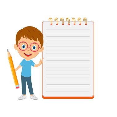 Sevimli çizgi film çocuğu ve okul boş, illüstrasyon, vektör