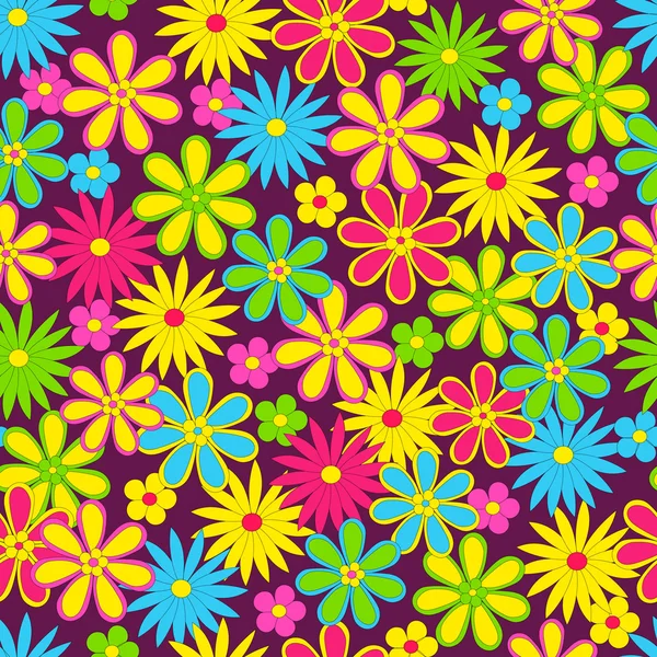 Dikişsiz, desen renkli çiçek — Stok Vektör