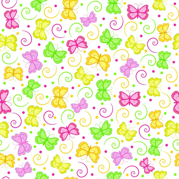 Mignon papillon sans couture, motif — Image vectorielle