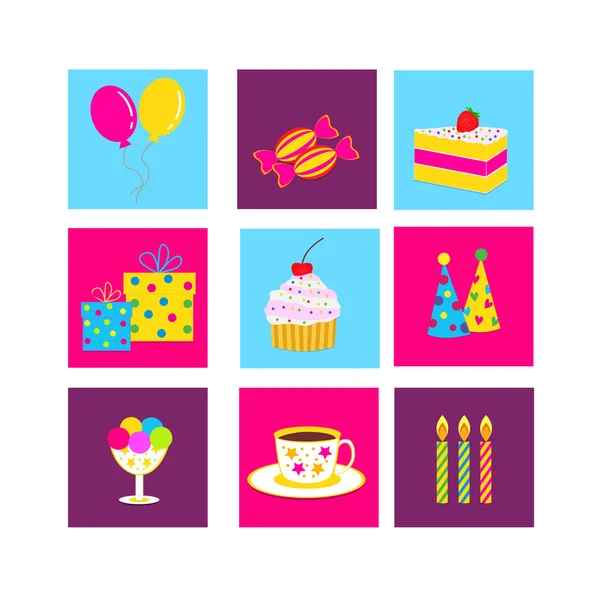 Birthday,celebration and party icons — Stock Vector