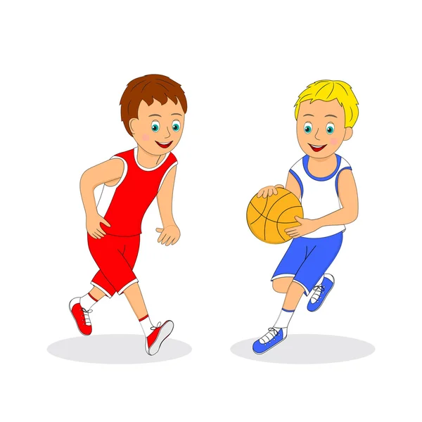 Δύο αγόρια παίζουν μπάσκετ. — Διανυσματικό Αρχείο