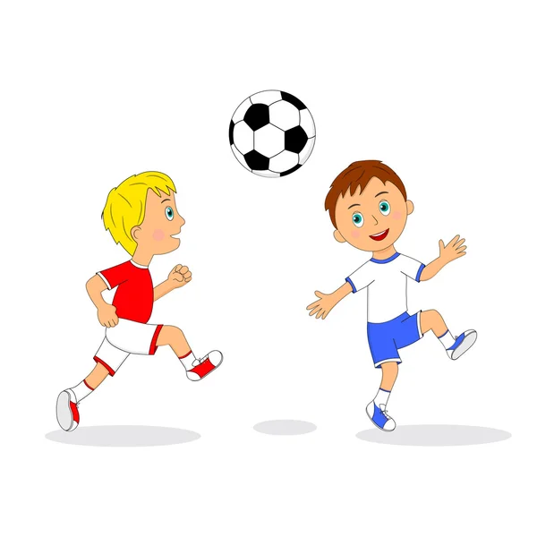 Zwei Jungen spielen Fußball — Stockvektor