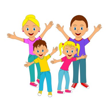 Mutlu aile kadar elleri ile gülümseyen