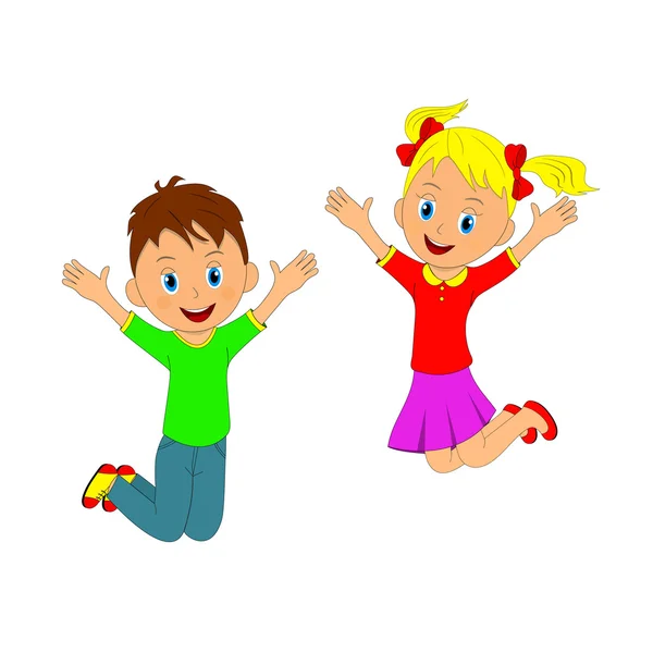 Niños, niño y niña saltando — Archivo Imágenes Vectoriales