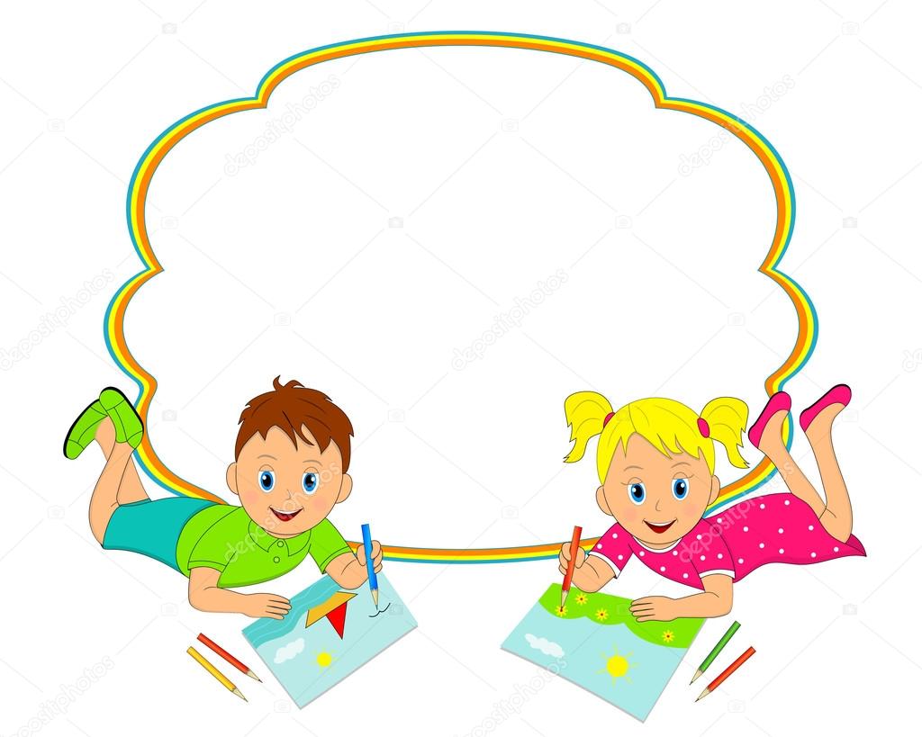 Frame With Boy And Girl Drawing Stock Vector Image By C Iris8