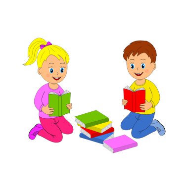 kız ve oğlan kitap okumak