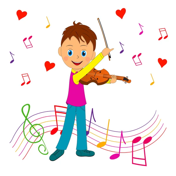 Garçon joue du violon — Image vectorielle