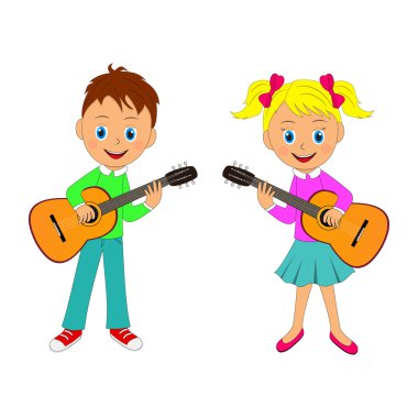 erkek ve kız gitar çalmak