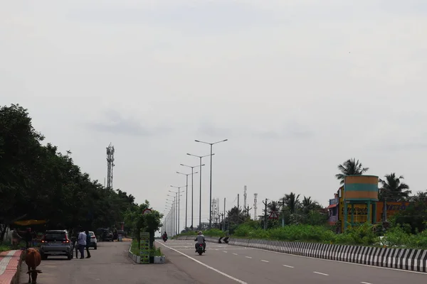 Chennai Tamil Nadu Indie Října2020 Road Line Sky White Cloud — Stock fotografie