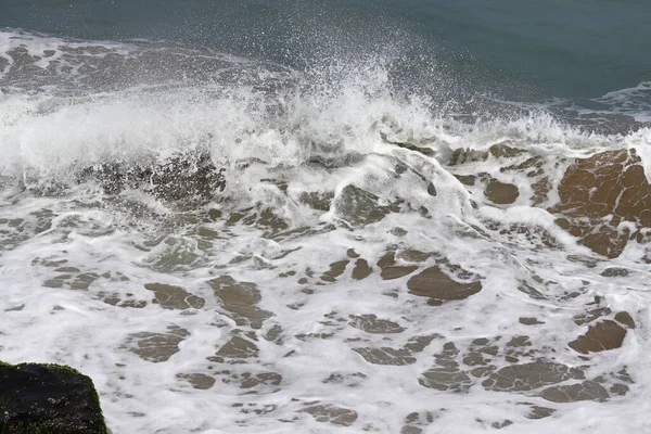Фоновая Картина Подъема Морской Воды Время Прилива Дождливые Дни — стоковое фото
