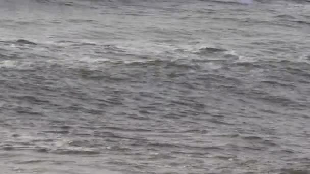 Nahaufnahme Von Wasserwellen Die Aufgrund Des Starken Windes Meer Steigen — Stockvideo