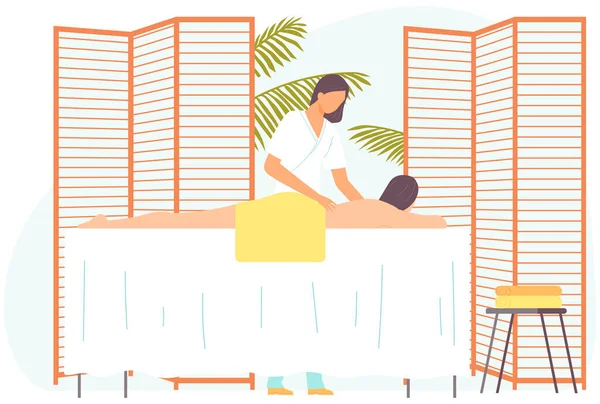 Woman Doing Massage Spa Salon Concept Banner Website Design Landing — Stock Vector